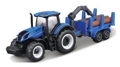 Maisto Mini Work Machines Tractor New Holland T7 315 + Log Trailer