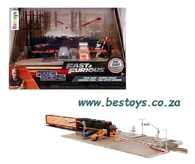 JADA Nano Set 34915 Fast &amp; Furious Final Race + 2 cars + train playset diorama