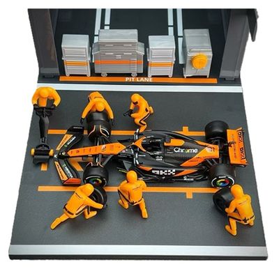Burago 38451 Pit Pass Formula 1 F1 McLaren MCL38 Miami Grand Prix No 4 Norris GP 2024 + Pit Garage