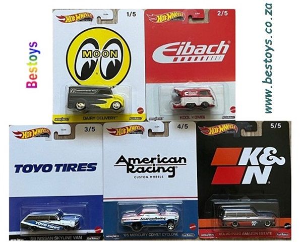 Hot Wheels Pop Culture Set Racing Nissan Skyline Mercury Volvo P220 Amazon Kool Kombi Toyo Mooneyes