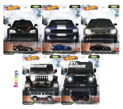 Hot Wheels Fast &amp; Furious Furious Fleet Set Ford Mustang Land Rover Honda S2000 Jeep Gladiator Dodge