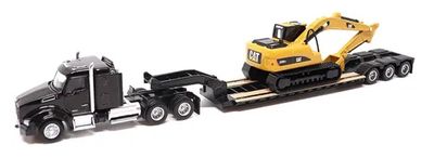 Diecast Masters 84420 Kenworth T880 S Semi Horse Truck + Lowboy Trailer + CAT 320D Excavator