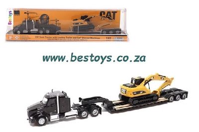 Diecast Masters 84420 Kenworth T880 S Semi Horse Truck + Lowboy Trailer + CAT 320D Excavator