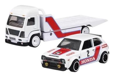 Hot Wheels Car Culture Team Transport 2025 Honda Civic Custom 1973 + Aero Lift Hauler Truck