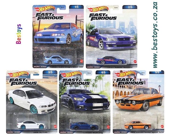 Hot Wheels Fast &amp; Furious Set HNW46 2024 Acura Nissan BMW M3 E46 Ford Mustang Alfa Romeo Giulia Sprint