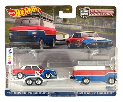 Hot Wheels Car Culture Team Transport Rover P 6 P6 Group 2 1970 No 42 + Rally Hauler + Trailer Motorsport