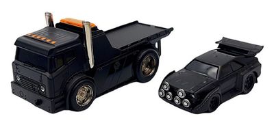 Maisto Muscle Machines Diecast Model Car Transport JDM Flatbed Truck + Audi Sport Quattro S1 E2 1986