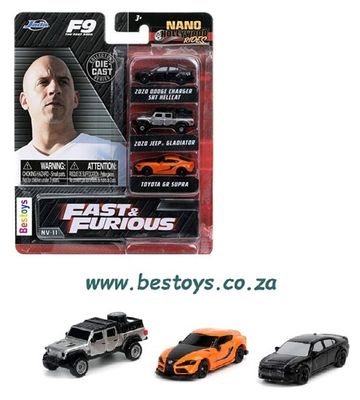 JADA Nano Set Hollywood Rides Fast &amp; Furious Dodge Charger Jeep Gladiator Toyota GR Supra Movie Film