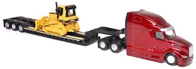 Diecast Masters 84419 Peterbilt 579 Semi Horse Truck + Lowboy Trailer + CAT Caterpillar D5M Bulldozer