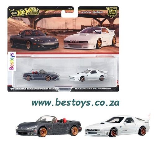 Hot Wheels Car Culture 2 pk Mazda Mazdaspeed Miata 2004 + Mazda RX 7 RX7 FC Pandem