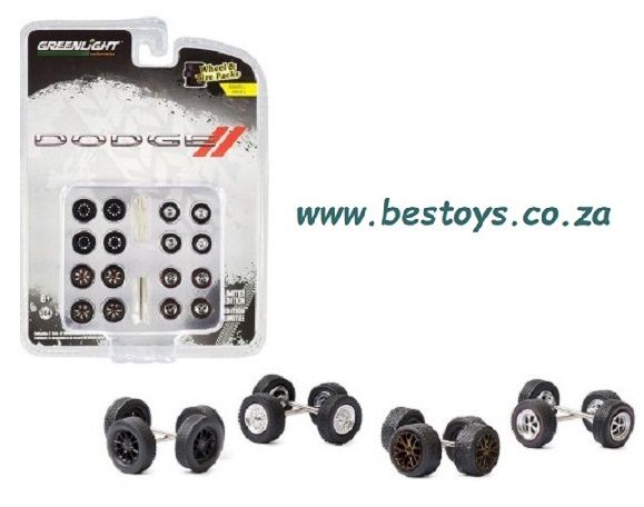 Greenlight Model Car Wheel Set Dodge rubber tyres real riders accessories diorama