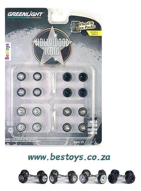 Greenlight Model Car Wheel Set Hollywood Icons rubber tyres real riders accessories diorama