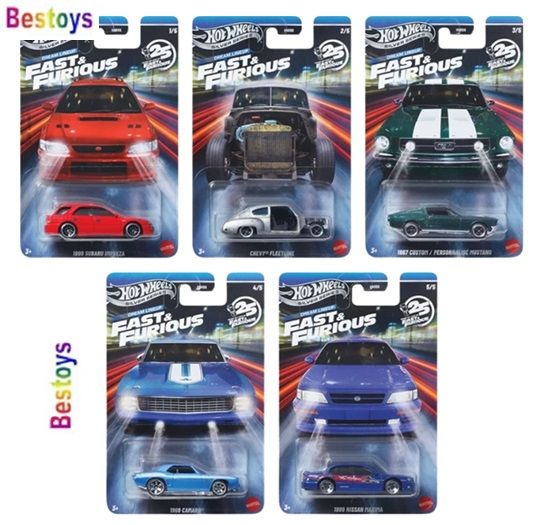 Hot Wheels Silver Series Fast & Furious Set HNR88 Nissan Ford Mustang Subaru Chevy Fleetline Camaro Hot Wheels Silver Series Fast & Furious Set HNR88 Nissan Ford Mustang Subaru Chevy Fleetline Camaro