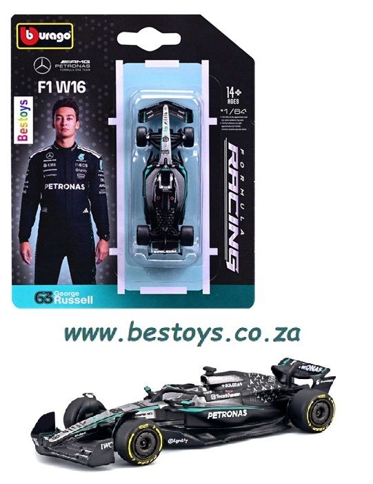 Burago 60161 Formula 1 F1 Mercedes Benz AMG Petronas W16 2025 GP Russell No 63