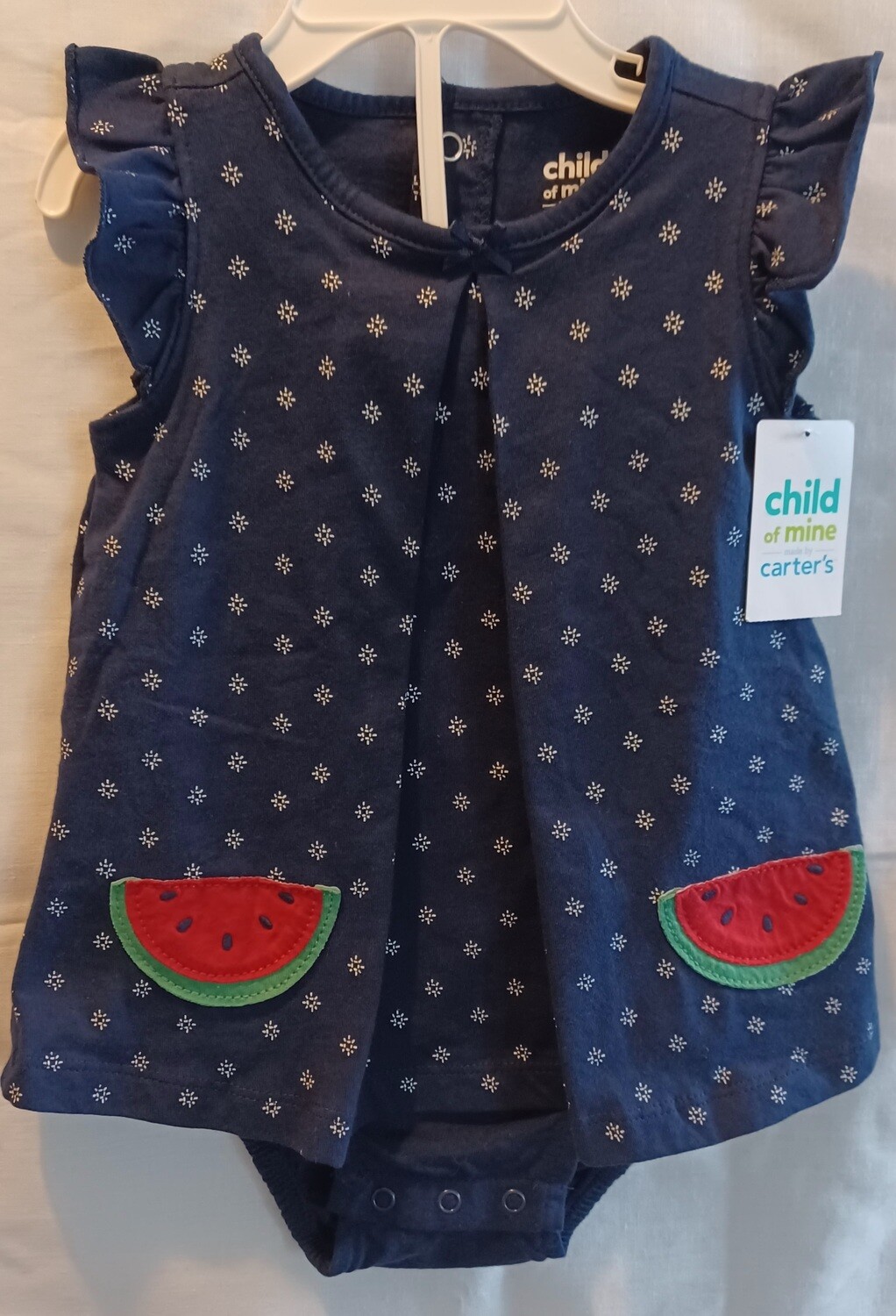 Girl&#39;s Carter&#39;s Navy Blue/Watermelon Polka Dot Romper NWT Size 18M