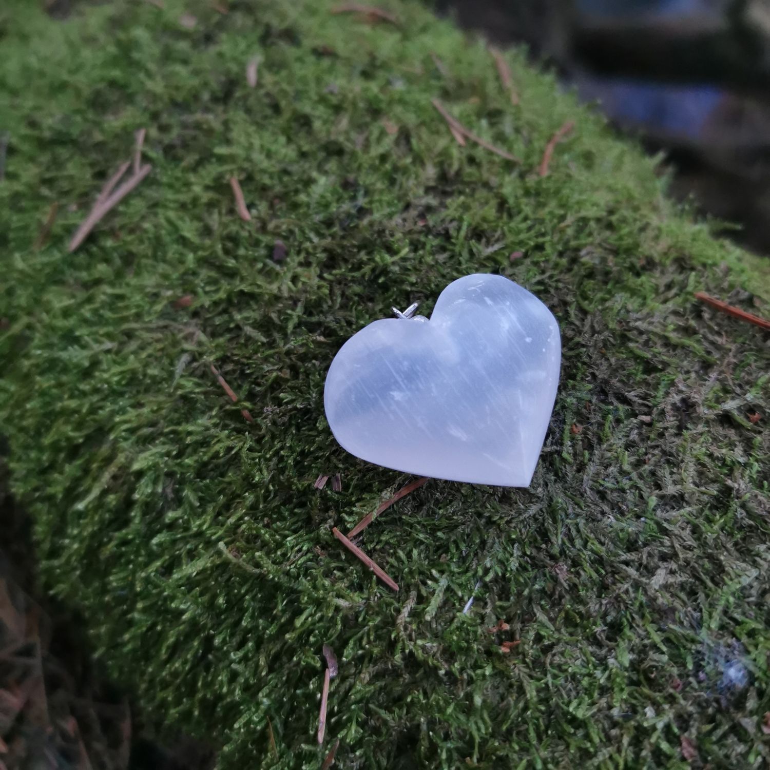 Selenit Herz  Edelstein - Schmuck- anhänger