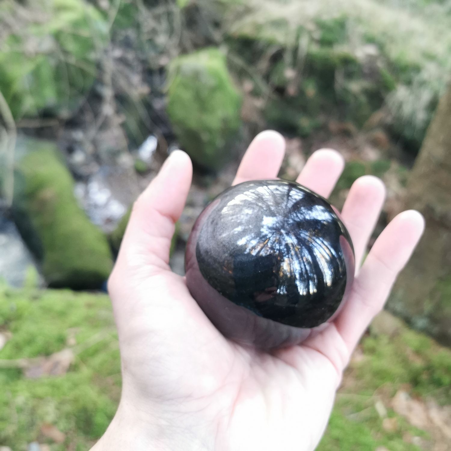 seltene*Silber Obsidian Kugel 7cm - Edelsteine, Heilsteine, Mineralien