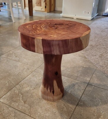 Solid Cedar 17 inch diameter; 20 in height, 3 inch thick top.