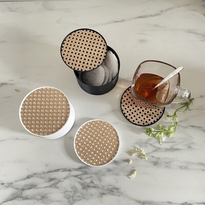 COZI Rattan Coaster with Canister