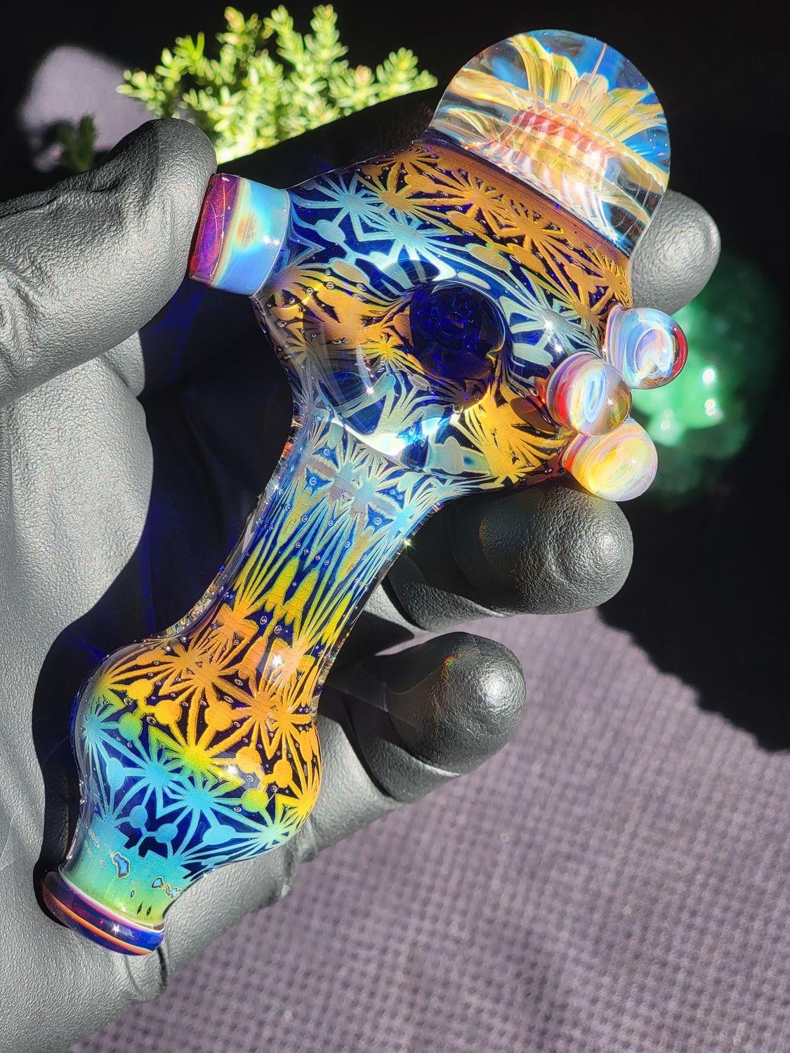  Fumed Handmade Collectible Glass Art Tobacco Pipe