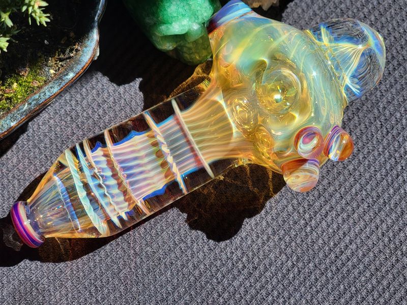 Large Handmade Collectible Art Glass Tobacco Pipe