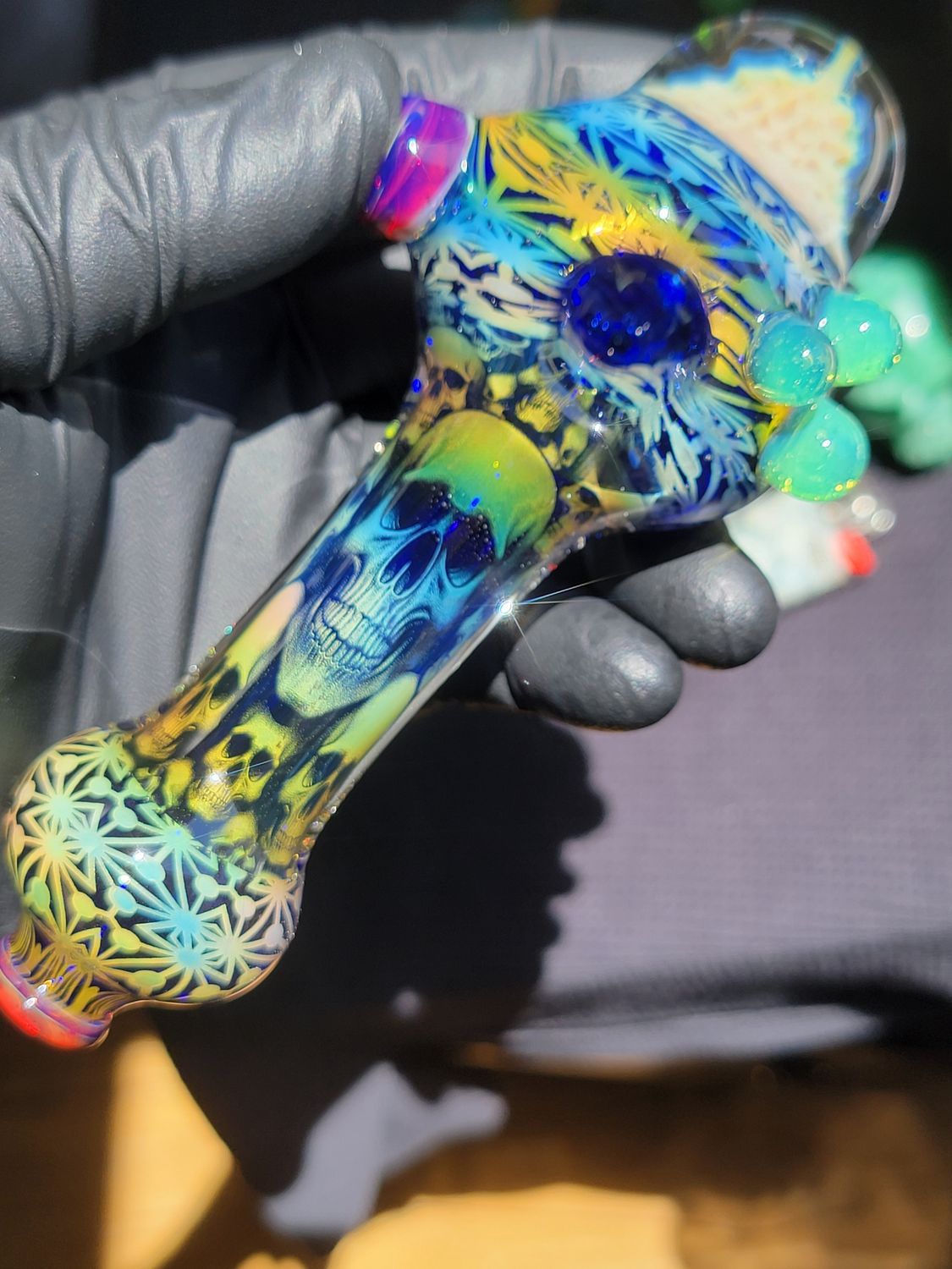Skull Pipe, Handmade Collectible Glass Art Tobacco Pipe