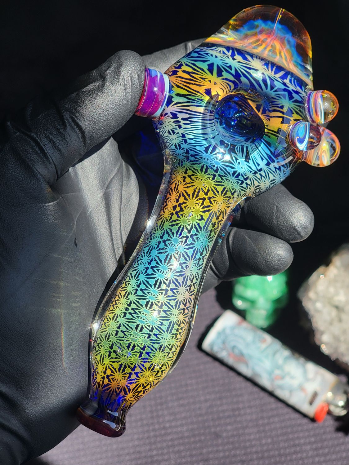 Heady Fumed Handmade Collectible Glass Art Tobacco Pipe