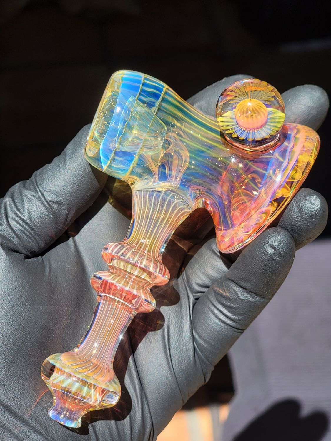 Heady Hammer Handmade Collectible Art Glass Tobacco Pipe