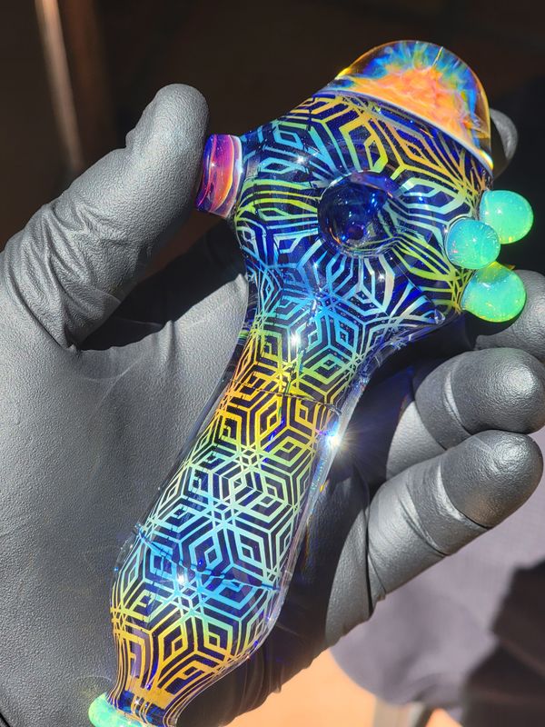 Heady Fumed Handmade Collectible Glass Art Tobacco Pipe