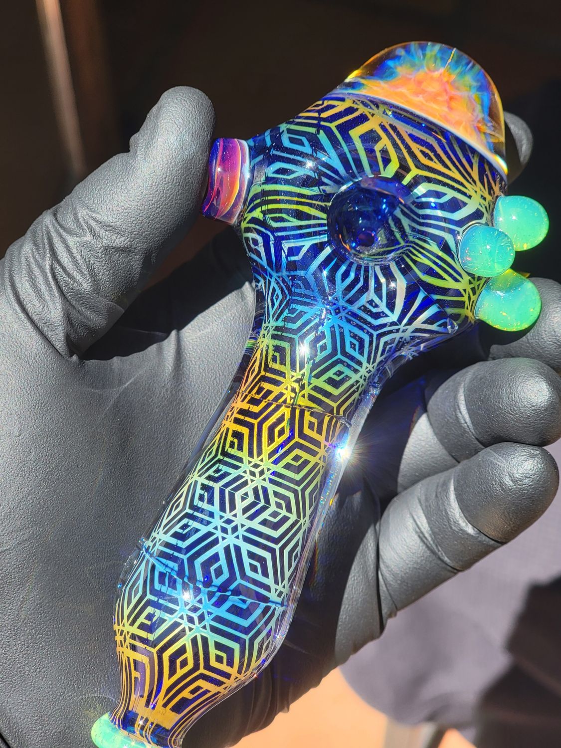 Heady Fumed Handmade Collectible Glass Art Tobacco Pipe