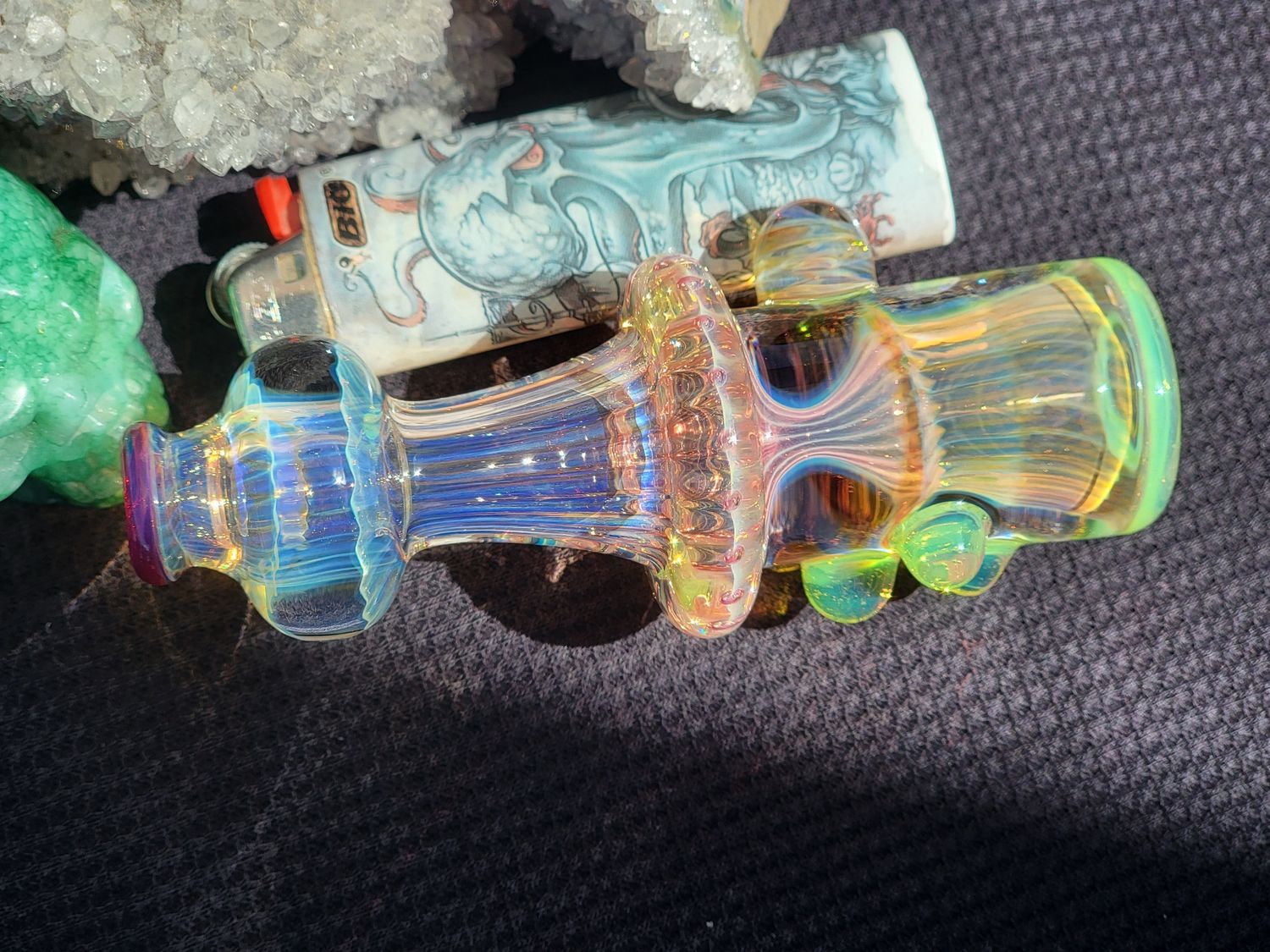 Heady Chillum Handmade  4.23&quot; Collectible Glass Art Tobacco Pipe