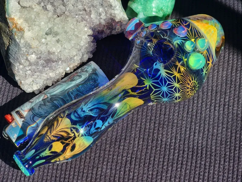 Alien Pipe, Handmade Collectible Glass Art Tobacco Pipe