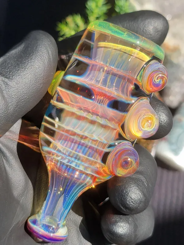 Heady 3.21&quot;  Chillum Handmade Collectible Glass Art Tobacco Pipe