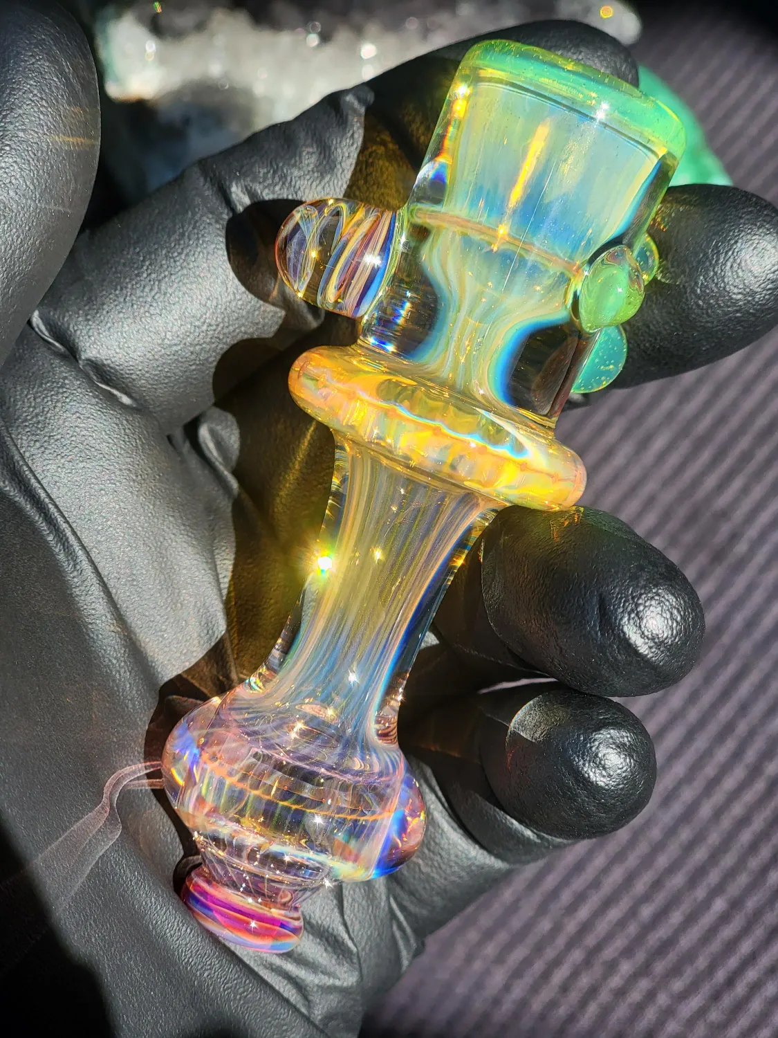 Heady 3.86&quot; Chillum Handmade Collectible Glass Art Tobacco Pipe