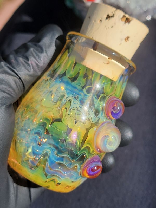 Heady 3.48&quot; Jar Handmade Collectible Glass Art Tobacco Pipe