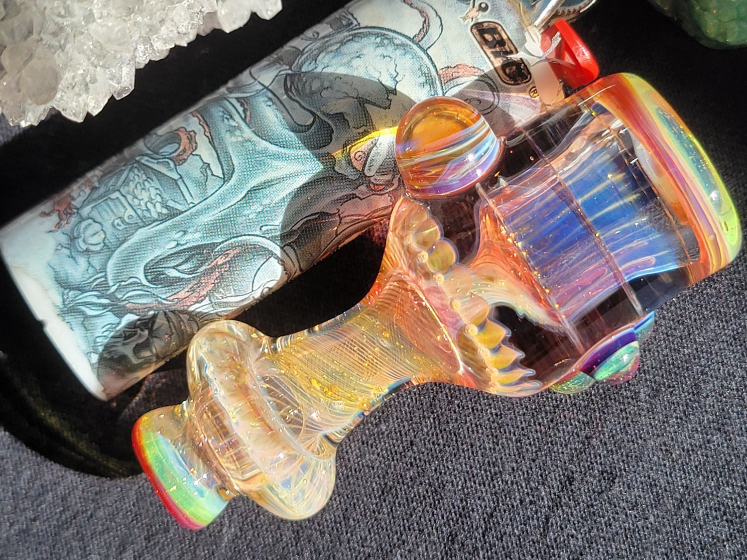 Heady 2.93&quot; Chillum Handmade  Collectible Glass Art Tobacco Pipe