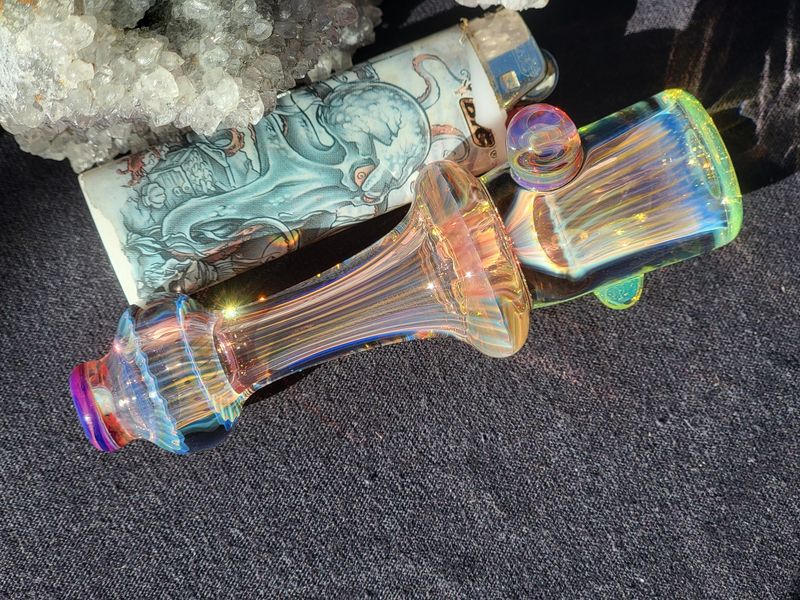 Heady 4.33" Chillum Handmade  Collectible Glass Art Tobacco Pipe