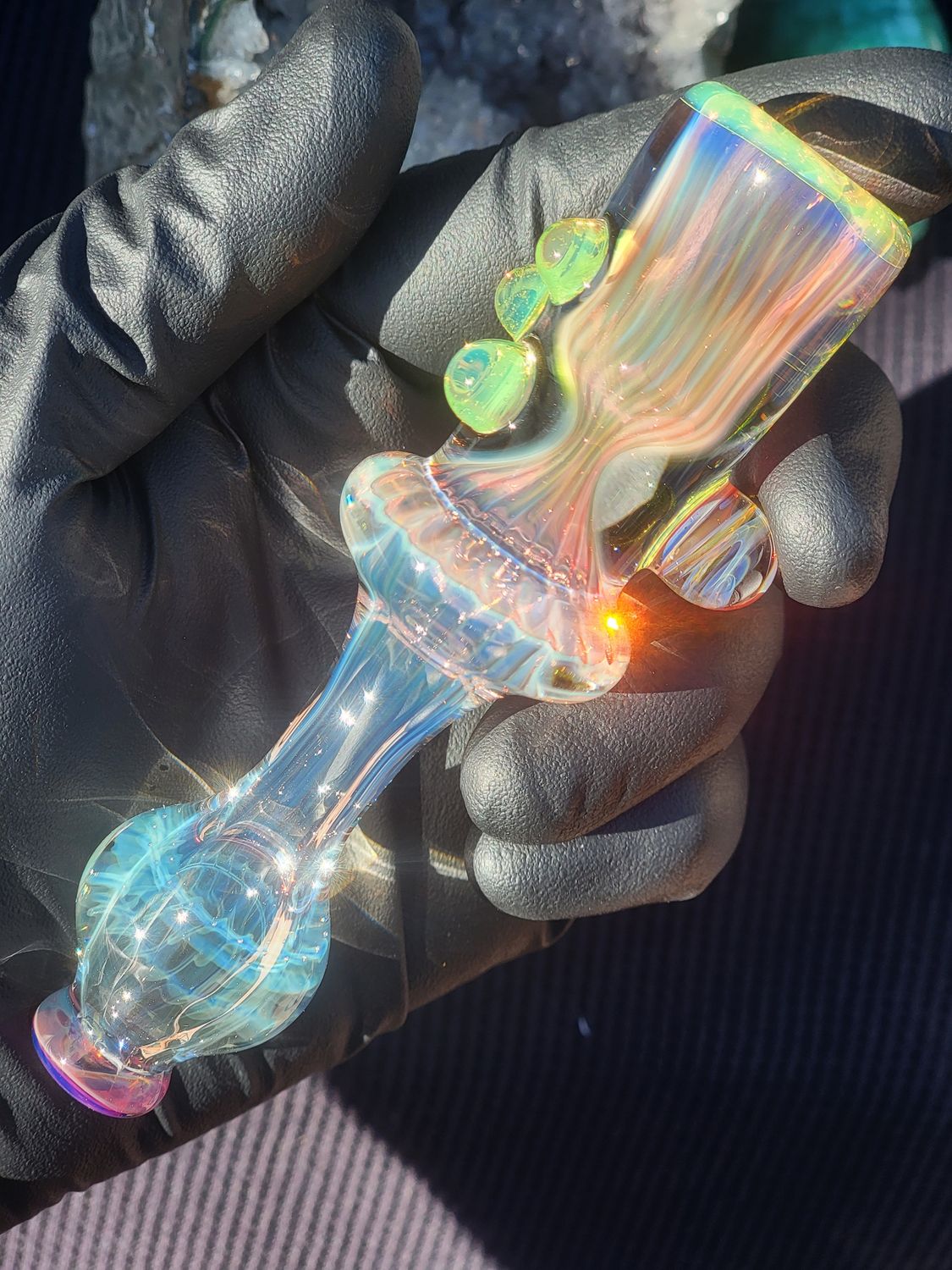 Heady 4.84" Chillum Handmade  Collectible Glass Art Tobacco Pipe