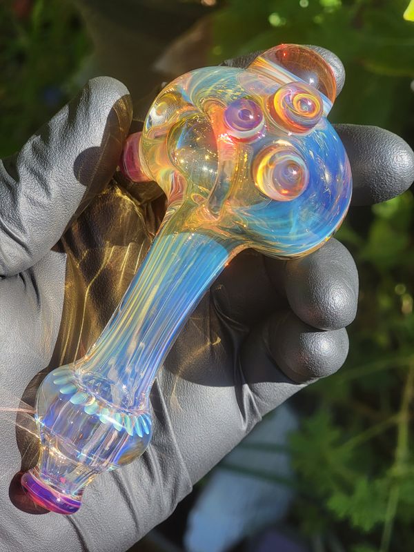 Salty Dog Glass (Ethan Lesch) - Fumed 24k Gold &amp; Silver Tobacco Smoking Pipe