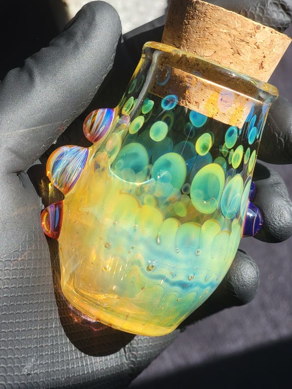 Heady Glass Jar Handmade 3.06" Collectible Glass Art Tobacco Pipe