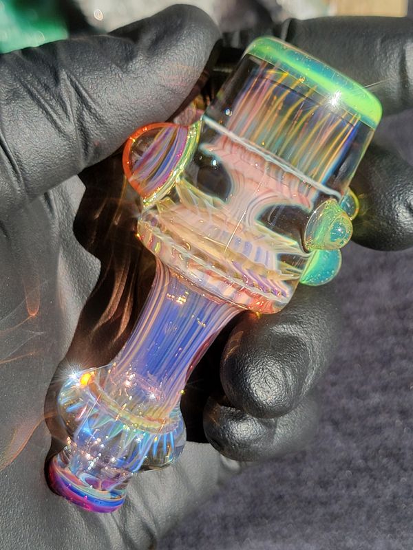Heady Chillum 3.53" Handmade  Collectible Glass Art Tobacco Pipe