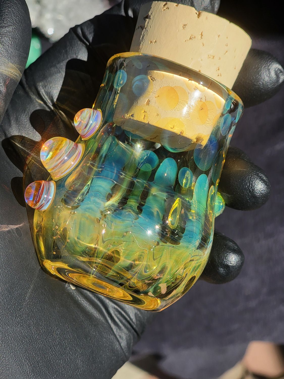 Heady Glass Jar Handmade 2.87" Collectible Glass Art Tobacco Pipe