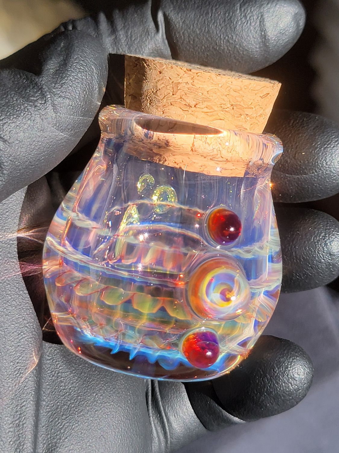 Heady Jar Handmade 1.95" Collectible Glass Art Tobacco Pipe