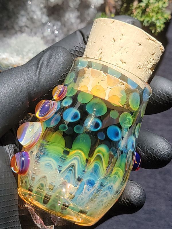 Heady Glass Jar Handmade 2.84" Collectible Glass Art Tobacco Pipe