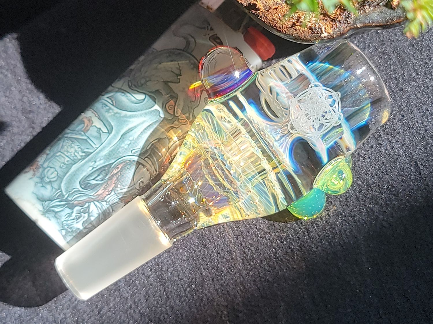 Sacred Geometry 14mm Slide Handmade Collectible Glass Tobacco Pipe