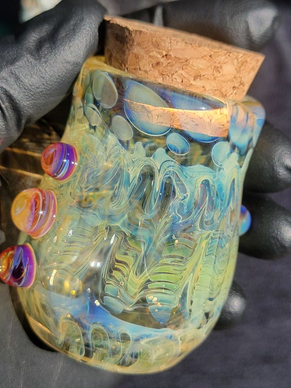 Heady Glass Jar Handmade 2.76" Collectible Glass Art Tobacco Pipe
