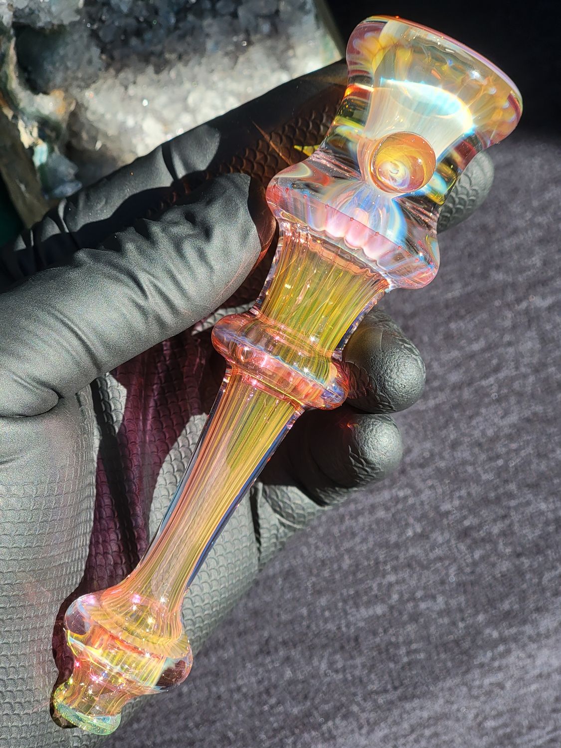 Heady Chillum 5.61" Handmade  Collectible Glass Art Tobacco Pipe