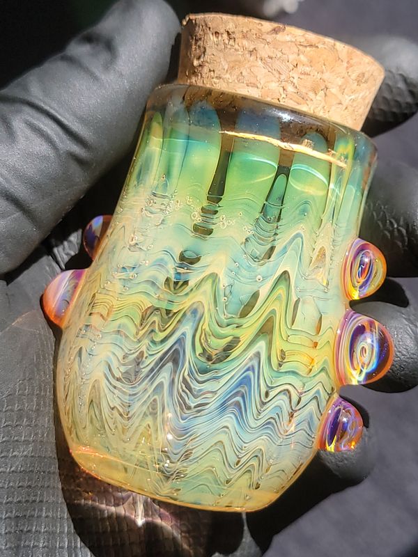 Heady Glass Jar Handmade 2.67" Collectible Glass Art Tobacco Pipe