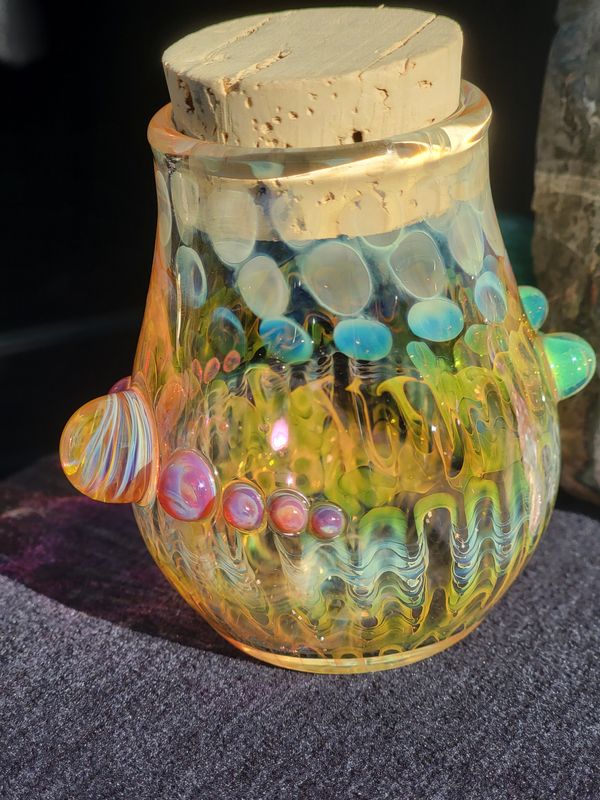 Heady Glass Jar Handmade 3.10" Collectible Glass Art Tobacco Pipe