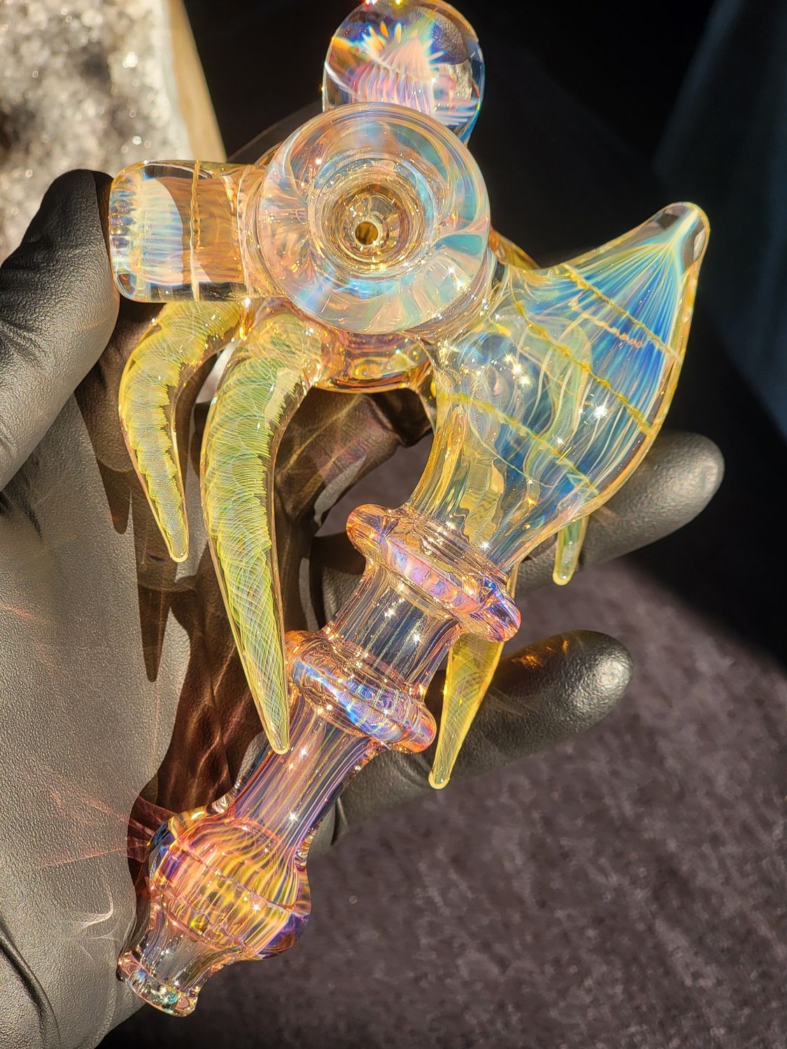 Heady Sidecar Style 6.10" Dry pipe Collectible Glass Art Tobacco Pipe